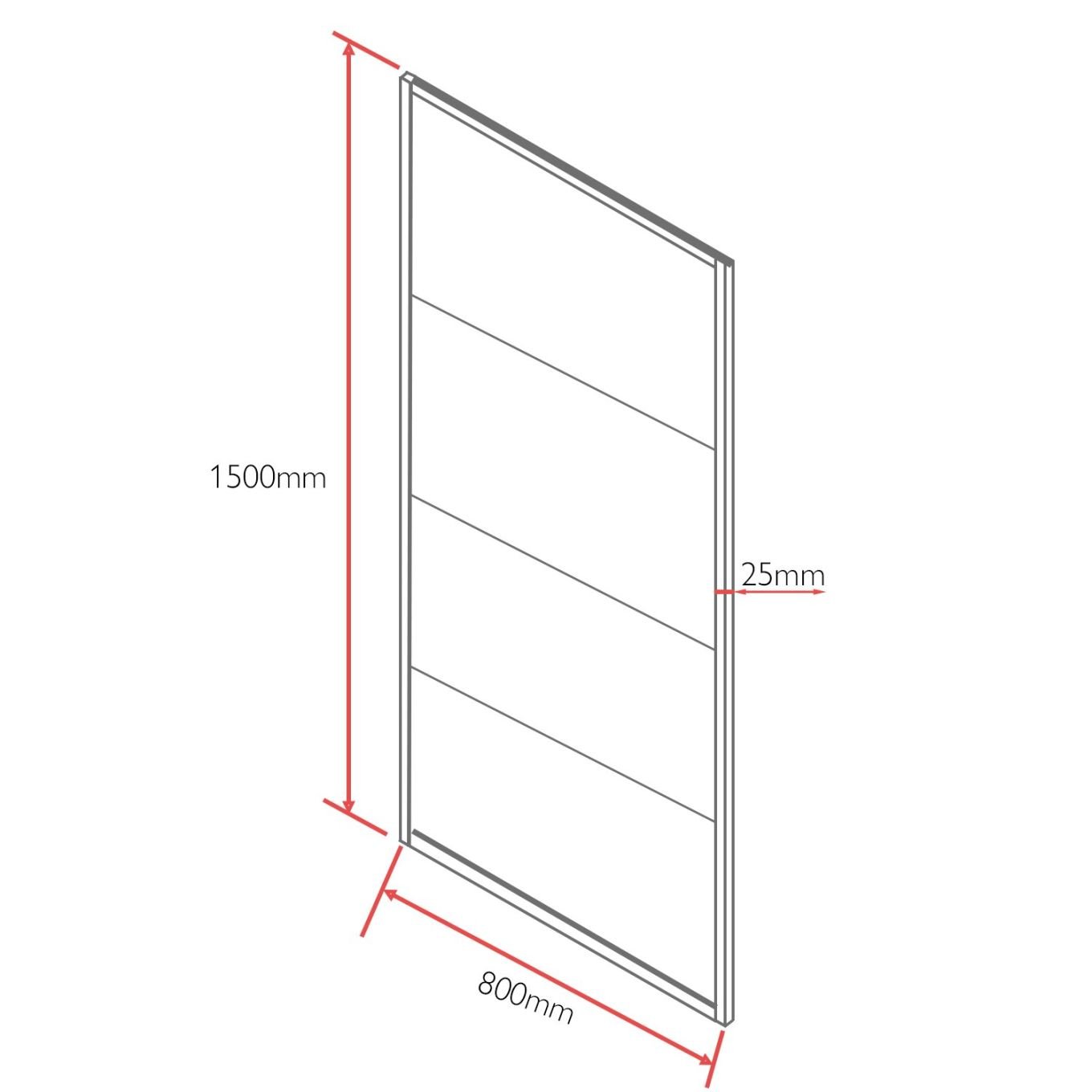 Amien Matt Black Horizontal Framed Bath Screen 1500x800mm