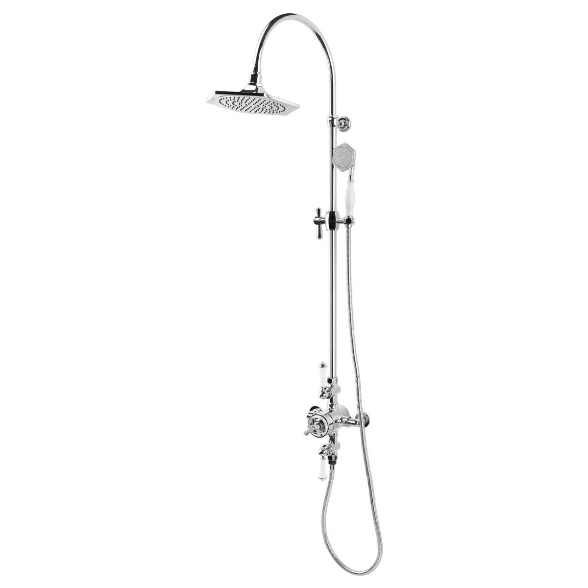 Adonis Chrome Traditional Thermostatic Dual Outlet Shower Pack