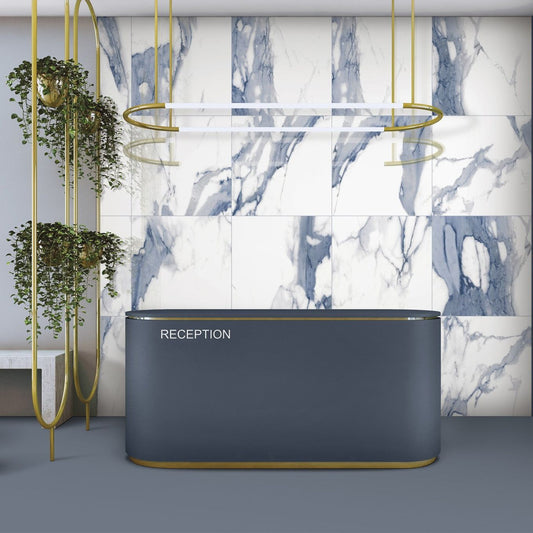 Stockholm Blue Gloss Porcelain Tile 600x600mm