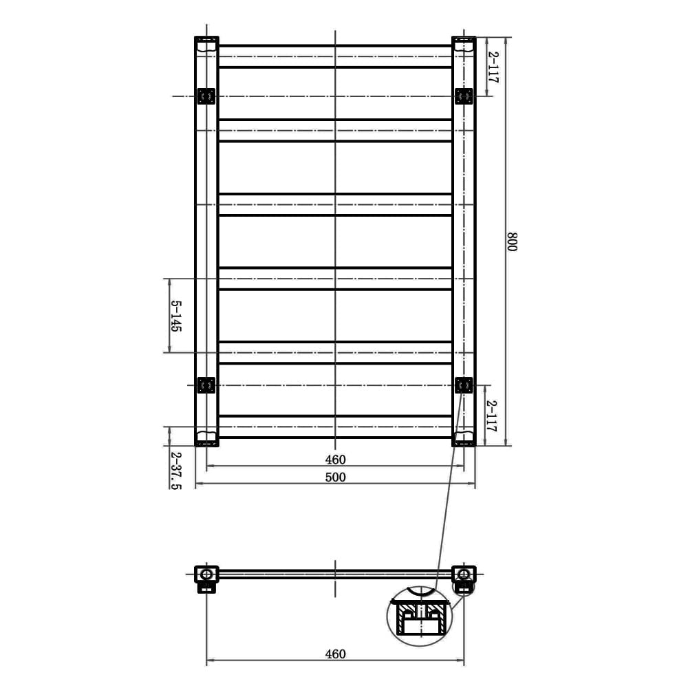 Valda Chrome Designer Heated Towel Rail 800x500mm