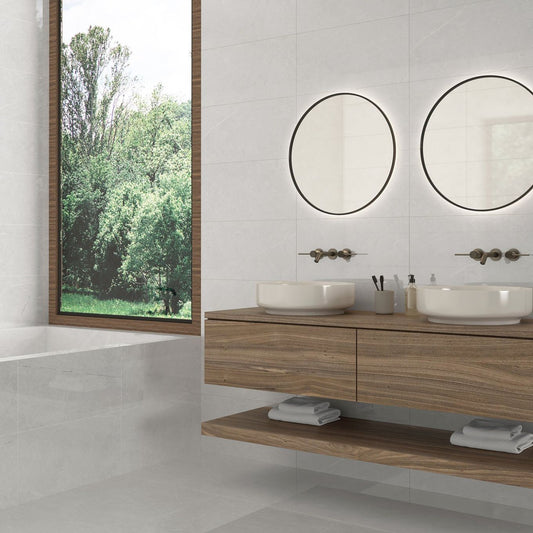Enigma White Polished Porcelain Tile 900x900mm