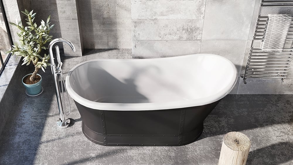 Hoff Black Freestanding Acrylic Bath 1676x780mm