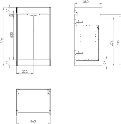 Saneux INDIGO 50cm 2 Door Floor Standing Unit