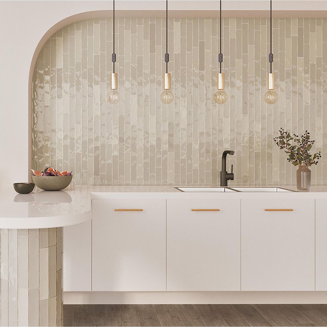 Domingo Beige Glossy Porcelain Brick Tile 50x250mm