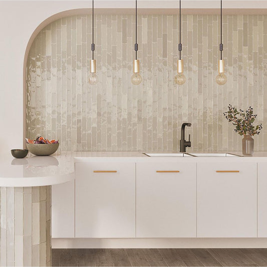 Domingo Beige Glossy Porcelain Brick Tile 50x250mm
