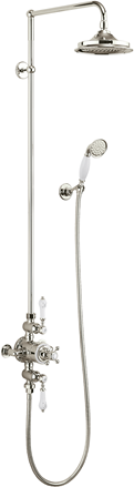 Avon Thermostatic Exposed Shower Valve Dual Outlet,Rigid Riser, Swivel Shower Arm, Handset & Holder with Hose with Rose