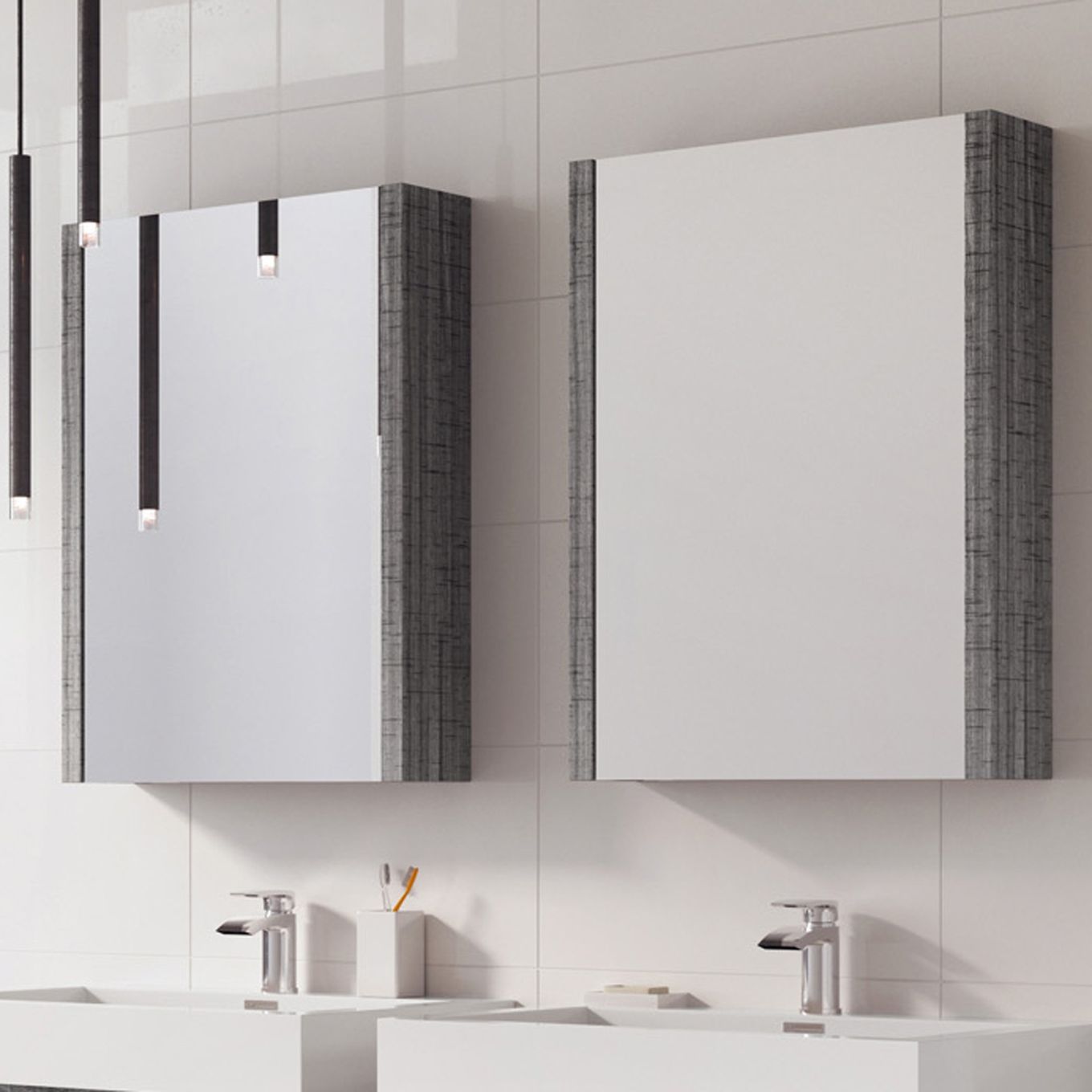 Winslow Grey Ash Single Mirrored Cabinet 600mm