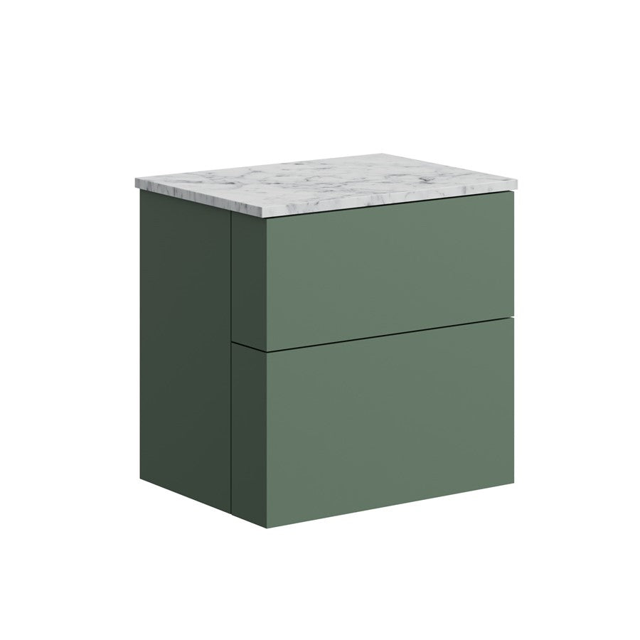 Avenue 600 Two Drawer Vanity with Carrara Marble Worktop