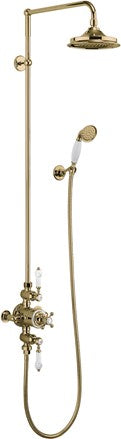 Avon Thermostatic Exposed Shower Valve Dual Outlet,Rigid Riser, Swivel Shower Arm, Handset & Holder with Hose with Rose