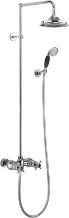 Eden Thermostatic Exposed Shower Bar Valve Dual Outlet, Rigid Riser, Swivel Shower Arm, Handset & Holder with Hose with Rose