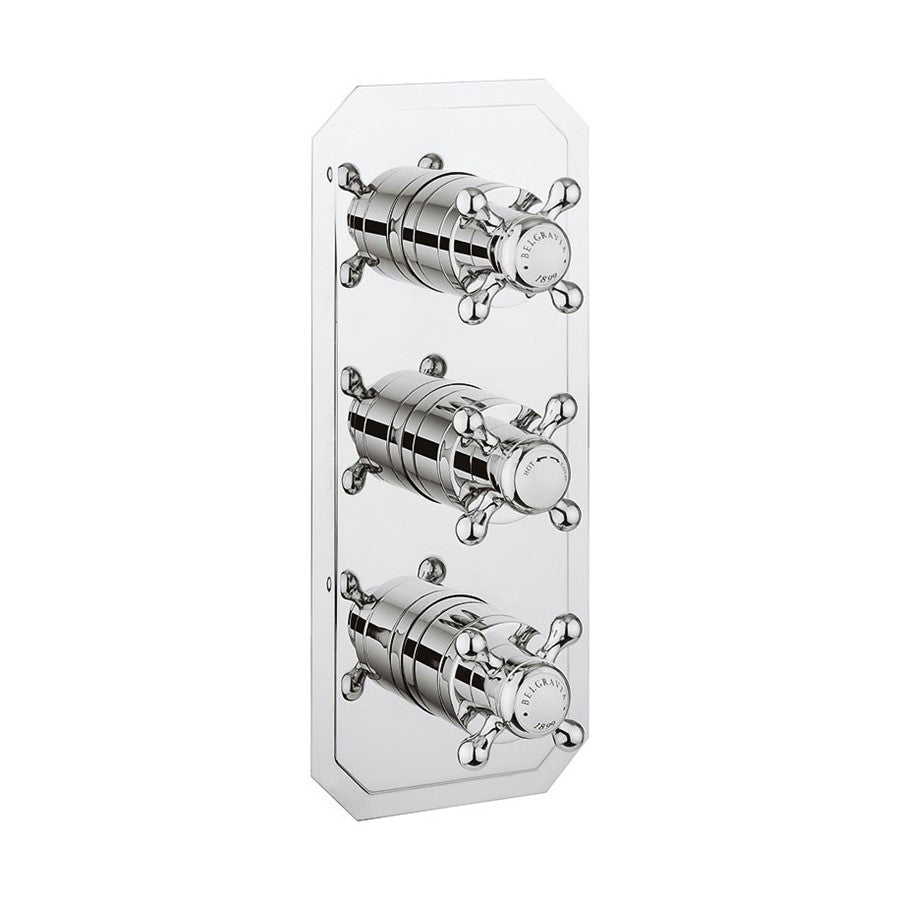 Belgravia 2 Outlet 3 Handle Concealed Thermostatic Shower Valve Portrait