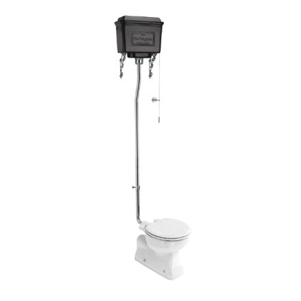 Standard High Level WC with Dual Flush Black Aluminium Cistern