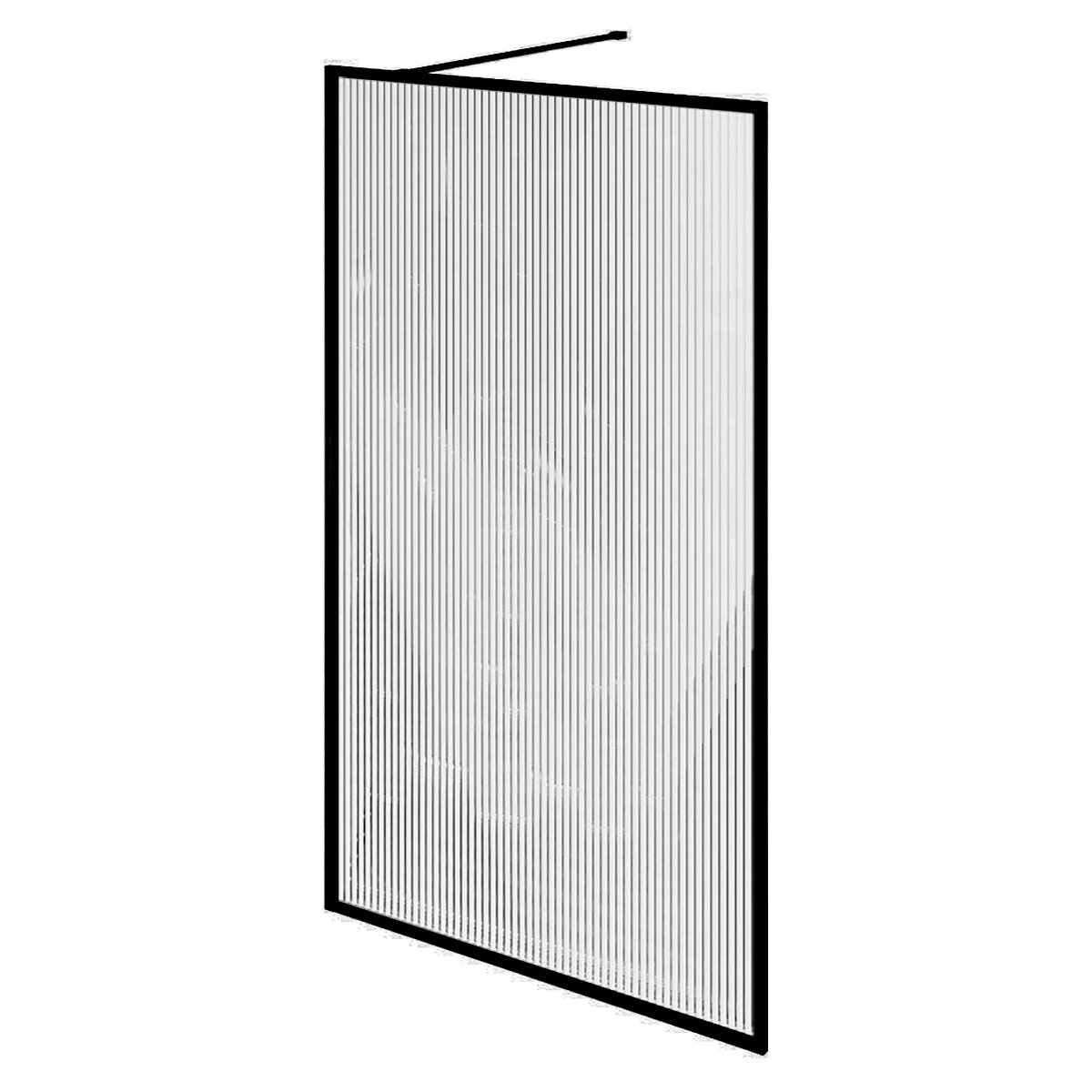 Amien Matt Black Framed Fluted Glass Shower Screen 1080mm