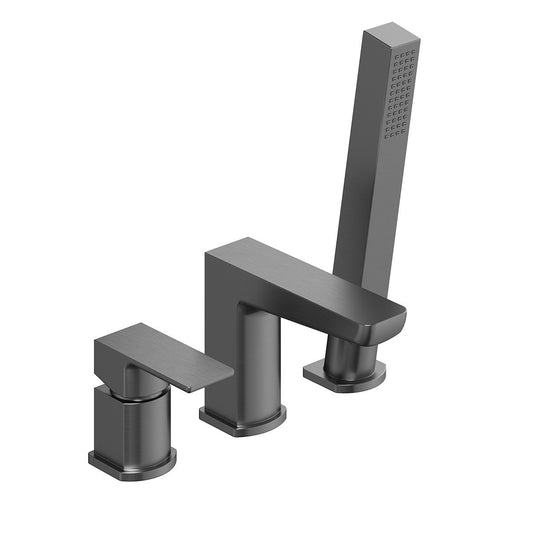 Zena Gunmetal 3 Hole Deck Mounted Bath Shower Mixer Tap