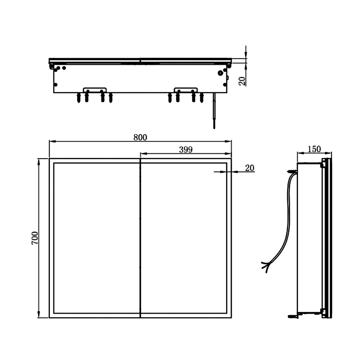 Lapis LED Mirrored Wall Double Cabinet 800x700mm