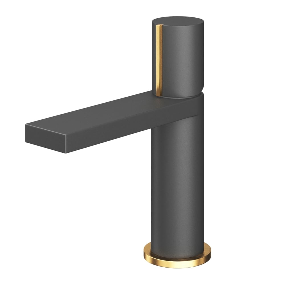 Pancho Matt Black and Gold Basin Mixer Tap