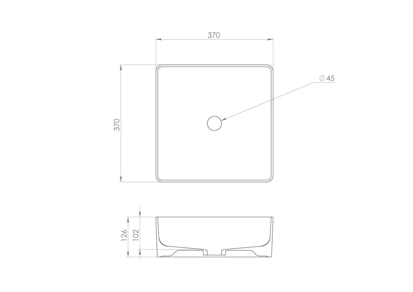 Saneux SIENNA 36x36cm square countertop washbasin