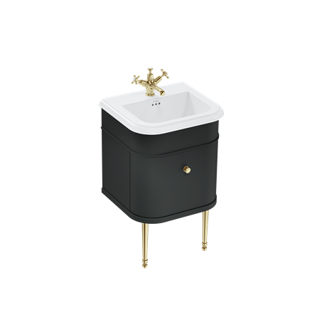 Chalfont 550mm Single Drawer Unit with Ceramic Basin - Matt Black