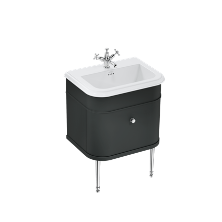 Chalfont 650mm Single Drawer Unit with Ceramic Basin - Matt Black