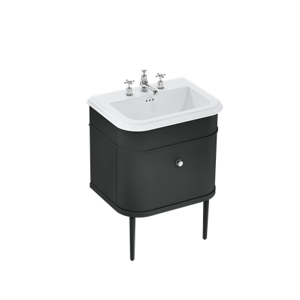 Chalfont 650mm Single Drawer Unit with Ceramic Basin - Matt Black
