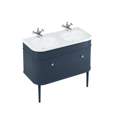 Chalfont 1000mm Single Drawer Unit with Natural Stone Roll Top Basin - Blue