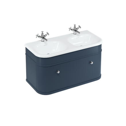 Chalfont 1000mm Single Drawer Unit with Natural Stone Roll Top Basin - Blue