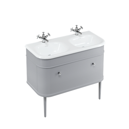 Chalfont 1000mm Single Drawer Unit with Natural Stone Roll Top Basin - Classic Grey