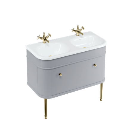 Chalfont 1000mm Single Drawer Unit with Natural Stone Roll Top Basin - Classic Grey
