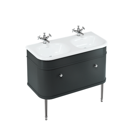 Chalfont 1000mm Single Drawer Unit with Natural Stone Roll Top Basin - Matt Black