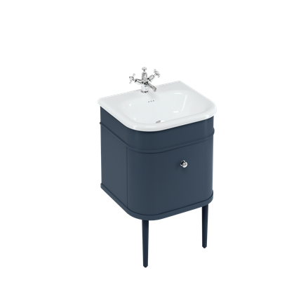 Chalfont 550mm Single Drawer Unit with Natural Stone Roll Top Basin - Blue