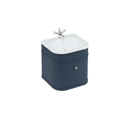 Chalfont 550mm Single Drawer Unit with Natural Stone Roll Top Basin - Blue