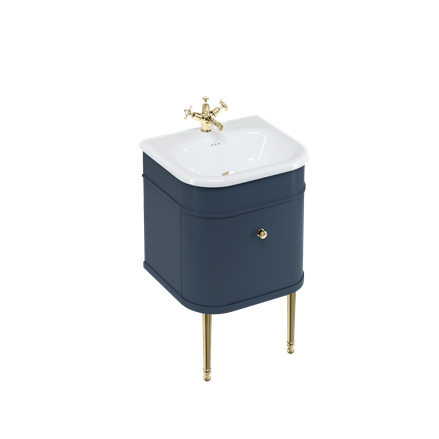 Chalfont 550mm Single Drawer Unit with Natural Stone Roll Top Basin - Blue