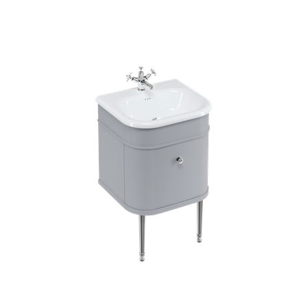 Chalfont 550mm Single Drawer Unit with Natural Stone Roll Top Basin - Classic Grey