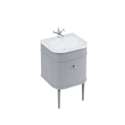 Chalfont 550mm Single Drawer Unit with Natural Stone Roll Top Basin - Classic Grey