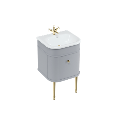 Chalfont 550mm Single Drawer Unit with Natural Stone Roll Top Basin - Classic Grey