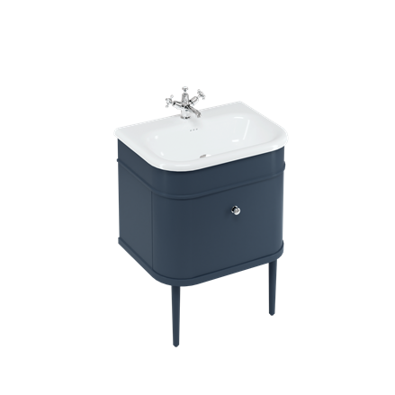 Chalfont 650mm Single Drawer Unit with Natural Stone Roll Top Basin - Blue