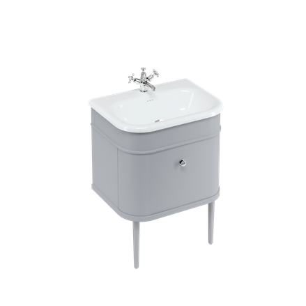 Chalfont 650mm Single Drawer Unit with Natural Stone Roll Top Basin- Classic Grey
