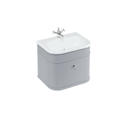 Chalfont 650mm Single Drawer Unit with Natural Stone Roll Top Basin- Classic Grey