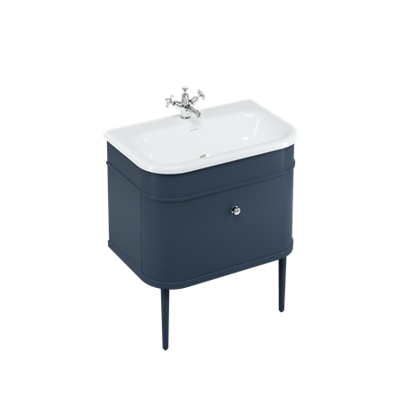 Chalfont 750mm Single Drawer Unit with Natural Stone Roll Top Basin - Blue