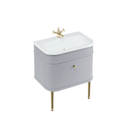 Chalfont 750mm Single Drawer Unit with Natural Stone Roll Top Basin - Classic Grey