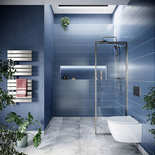 Amien Brushed Nickel Framed Clear Glass Shower Screen 680mm