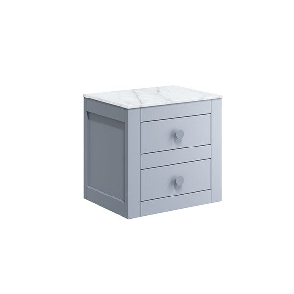 Canvass 485 Double Drawer Unit with Carrara Marble Effect Worktop