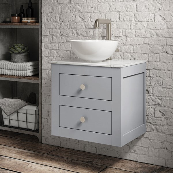 Canvass 485 Double Drawer Unit with Carrara Marble Effect Worktop