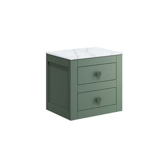 Canvass 485 Double Drawer Unit with Carrara Marble Effect Worktop