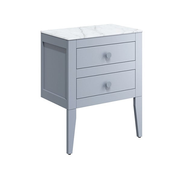 Canvass 600 Double Drawer Unit with Carrara Marble Effect Worktop