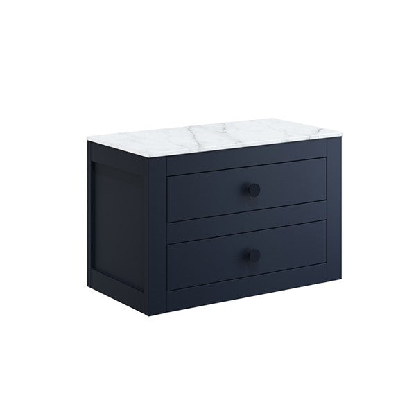 Canvass 700 Double Drawer Unit with Carrara Marble Effect Worktop