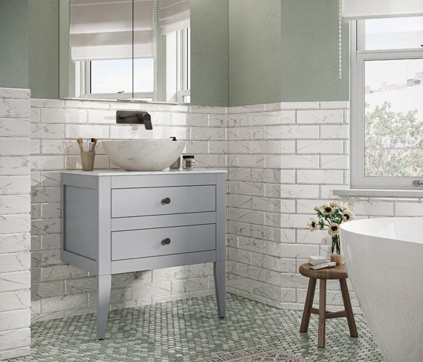 Canvass 700 Double Drawer Unit with Carrara Marble Effect Worktop