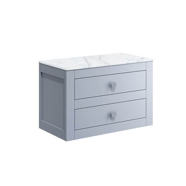 Canvass 700 Double Drawer Unit with Carrara Marble Effect Worktop
