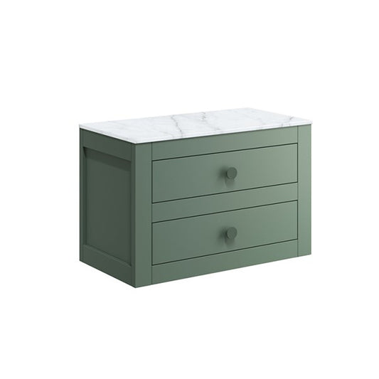 Canvass 700 Double Drawer Unit with Carrara Marble Effect Worktop