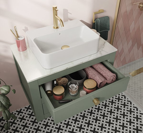 Canvass 700 Double Drawer Unit with Carrara Marble Effect Worktop